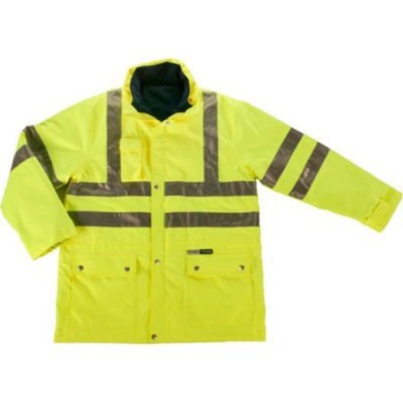 ERGODYNE GloWear 8385 Class 3 4-in-1 Jacket, Lime, S 24382